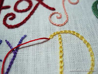 Hand Embroidered Lettering on www.needlenthread.com