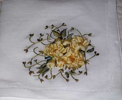 Ribbon Embroidery on Linen –