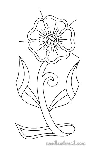 Free Hand Embroidery Pattern: Stylized Rose on Stem –