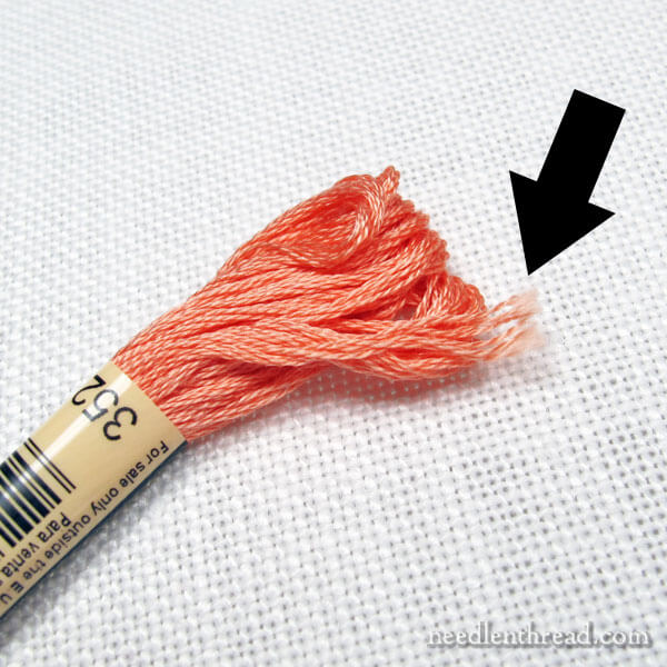How to pull embroidery floss from a skein without knotting - Stitched Modern