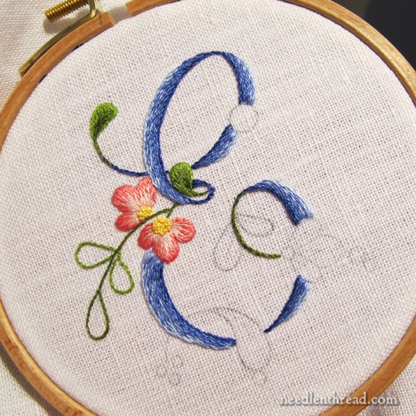 Embroidered Monogram Tote Bag with French Knots