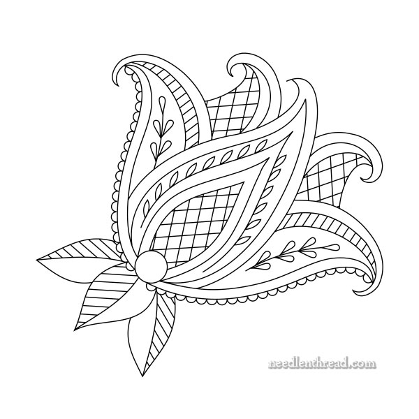 Decorative Flower Sketch Embroidery Design | Apex Monogram Designs & Fonts