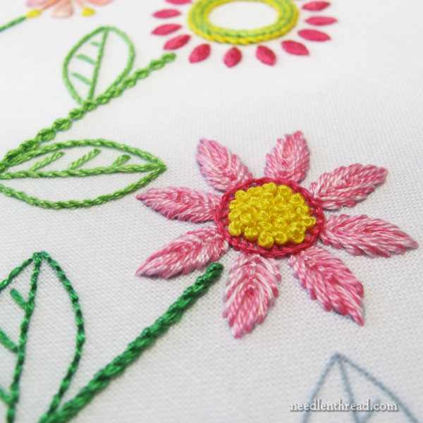 Tiny Pixel Flowers Pink Embroidery Hoop / Cross Stitch Art