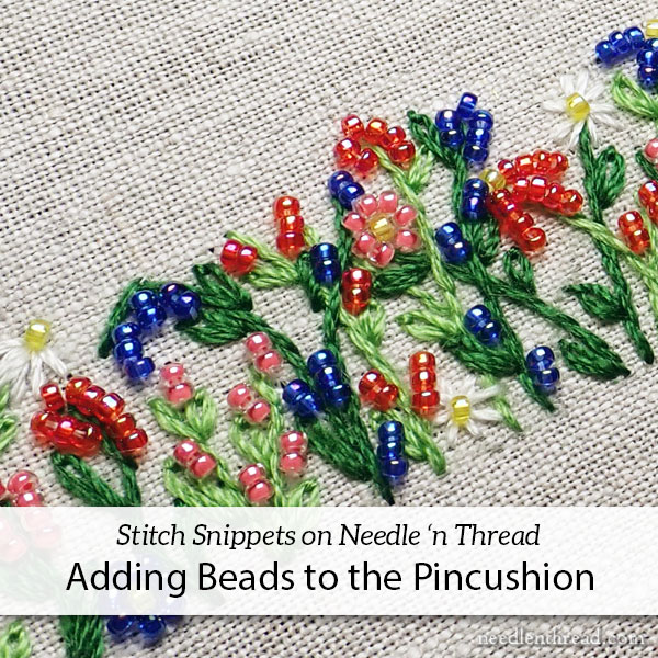 Bee-Jeweled Pincushion: Adding the Beads! –